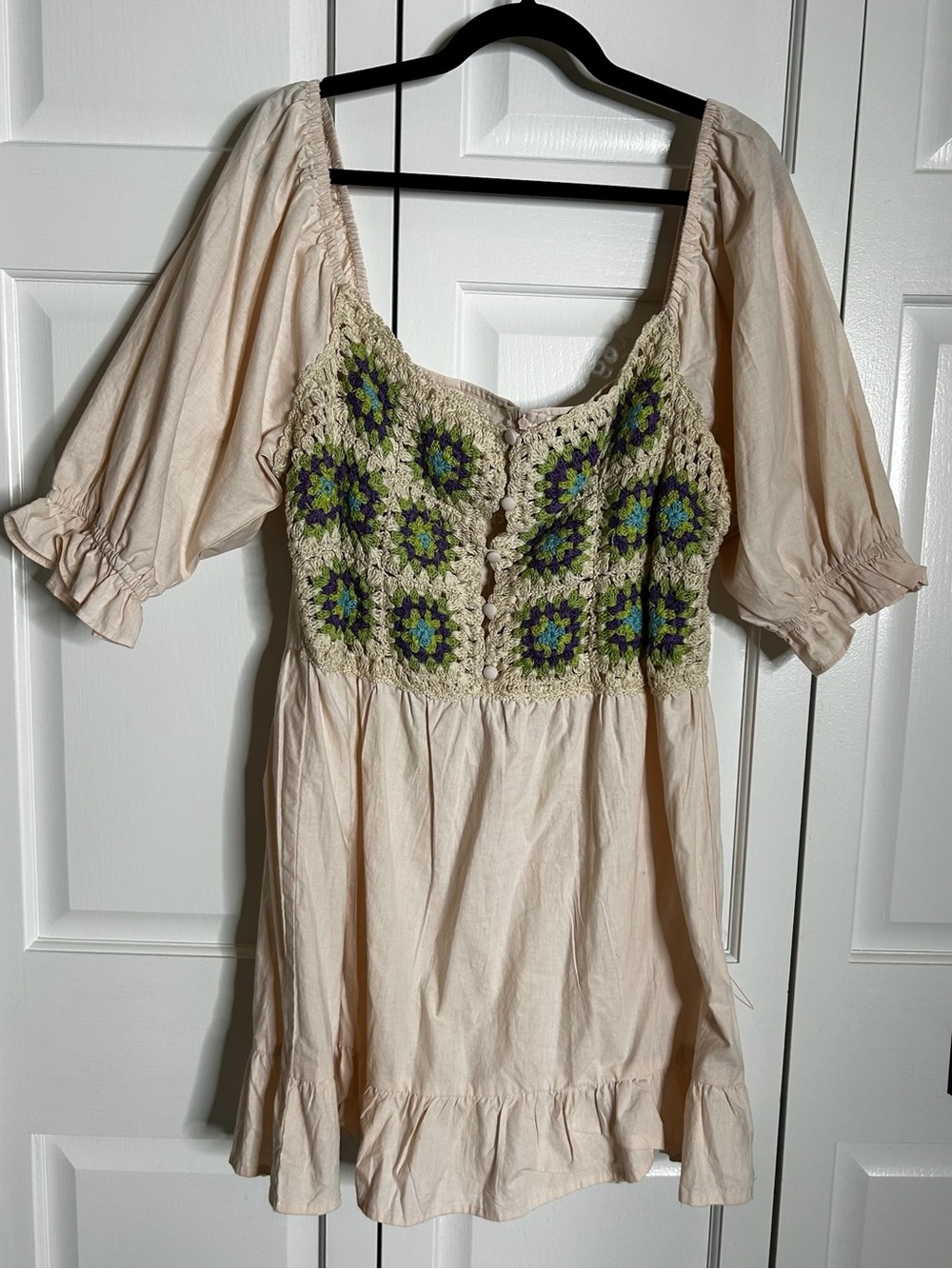 ASOS Cream Tunic with Crochet Floral Bodice - Picture 1 of 6
